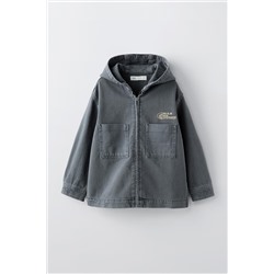 TWILL OVERSHIRT WITH HOOD