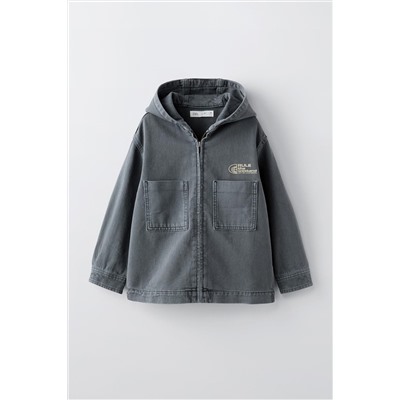 TWILL OVERSHIRT WITH HOOD