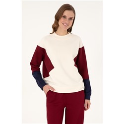 Kadın Krem Bisiklet Yaka Sweatshirt
