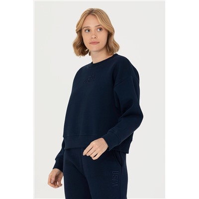 Kadın Lacivert Bisiklet Yaka Sweatshirt