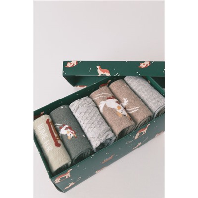 Pack 6 calcetines largos algodón perros