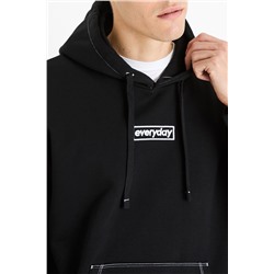 Sudadera oversize con capucha - Negro