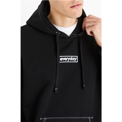 Sudadera oversize con capucha - Negro