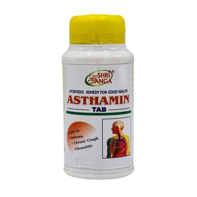 SHRI GANGA Asthamin Tab Астамин для очищения дыхательной системы и востановления легких 100таб