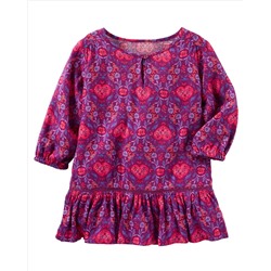 2-Piece Printed Ruffle-Hem Dress