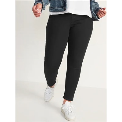 Extra High-Waisted Rockstar 360° Stretch Black Super Skinny Jeggings for Women