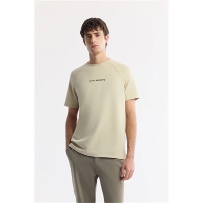 Avva, Erkek Bej Bisiklet Yaka Baskılı T-shirt A41y1168