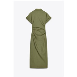 LINEN BLEND MIDI DRESS