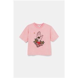 Camiseta crop decoración frontal