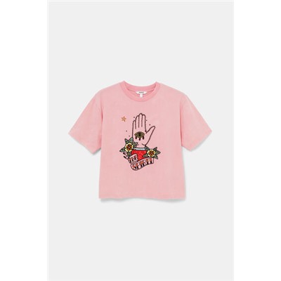 Camiseta crop decoración frontal