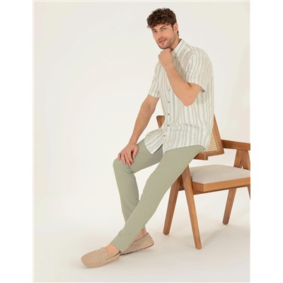 Açık Yeşil Slim Fit Kanvas Pantolon