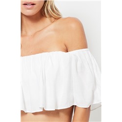 Top crop de lino - Blanco