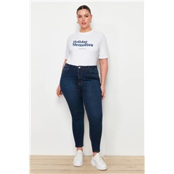 Trendyol Curve Koyu Mavi Yüksek Bel Esnek Skinny Jeans TBBAW23JE00000