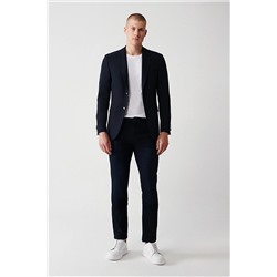 Avva Erkek Lacivert Eskitme Yıkamalı Pamuklu Örme Esnek Slim Fit Dar Kesim Jean Pantolon A32y3505 A32Y3505