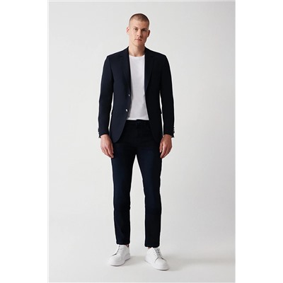 Avva Erkek Lacivert Eskitme Yıkamalı Pamuklu Örme Esnek Slim Fit Dar Kesim Jean Pantolon A32y3505 A32Y3505