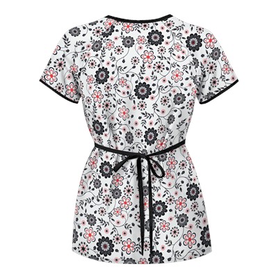 UA Spring Time White Mock Wrap Scrub Top