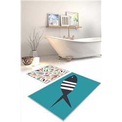Homefesto Dekoratif Modern Tasarım Kaydırmaz Taban Ikili Takım Banyo Paspası & Klozet Takımı-2 Li 2LİPBNY156