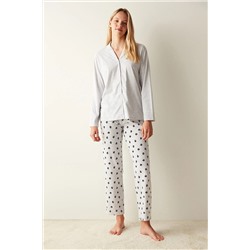 Penti Kahve Baskılı Gömlek Pantolon Pijama Takımı PNEI2CP723SK-AGJ
