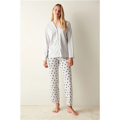 Penti Kahve Baskılı Gömlek Pantolon Pijama Takımı PNEI2CP723SK-AGJ