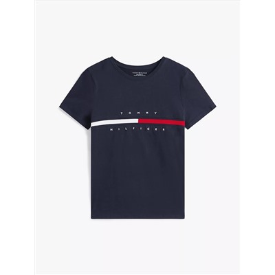Embroidered Flag Stripe Logo T-Shirt