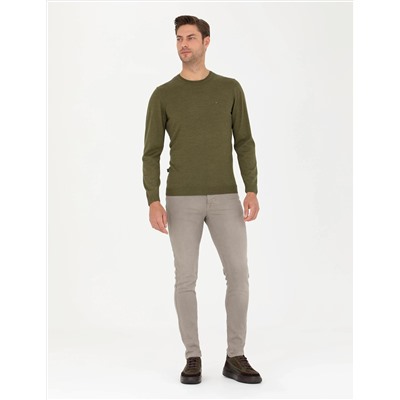 Açık Yeşil Slim Fit Basic Kazak