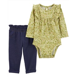 Baby 2-Piece Floral Bodysuit Pant Set