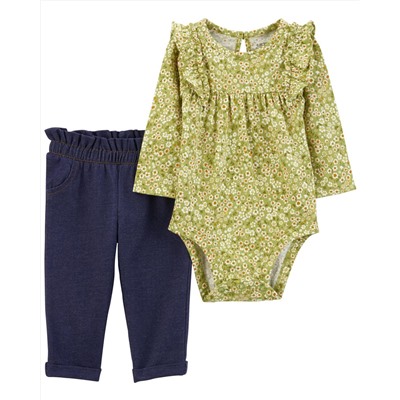 Baby 2-Piece Floral Bodysuit Pant Set
