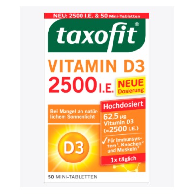 Vitamin D3 Mini-Tabletten (50 Stück), 7,7 g