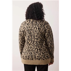 Camel Leopar Desenli Yumuşak Tuşeli Relax Fitt Triko Hırka TBBAW26AV00001