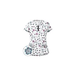 UA Wild Garden White Print Scrub Top