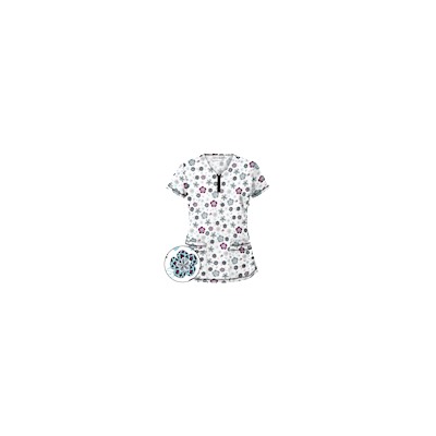 UA Wild Garden White Print Scrub Top