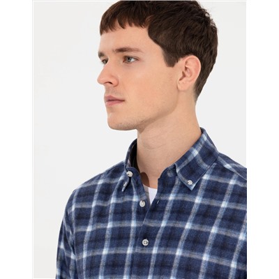 Lacivert Slim Fit Uzun Kollu Gömlek