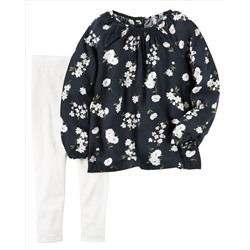 2-Piece Poplin Top & Sparkle Legging Set