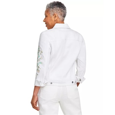 Women's Embroidered Classic Denim Jacket, Created for Macy's