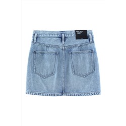 Minifalda vaquera de talle alto Azul claro