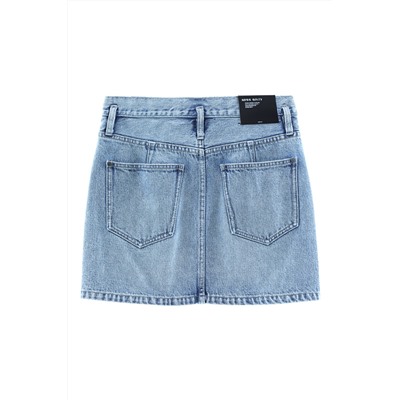 Minifalda vaquera de talle alto Azul claro