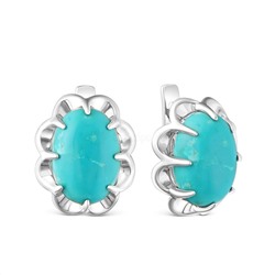 Серьги из серебра с нат.бирюзой родированные 925 пробы С-3856рк438