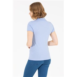 Kadın Mavi Basic Polo Yaka Tişört