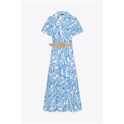 BELTED STRIPED SHIRT DRESS
