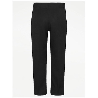 Boys Black Longer Length Slim Leg School Trouser 2 Pack