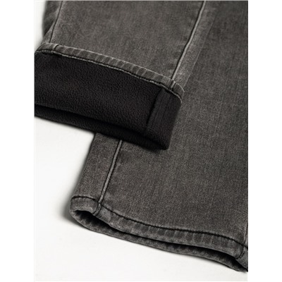 Джинсы mom-fit из эластичного денима на флисе