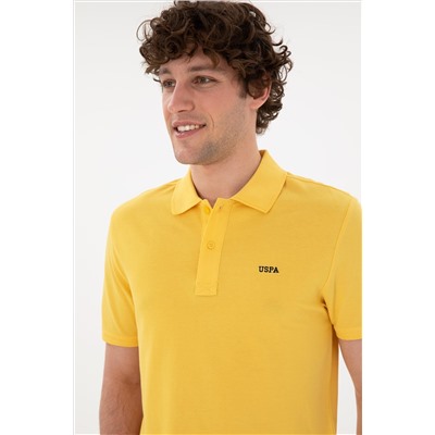 Erkek Regular Fit Polo Yaka Sarı Basic Tişört