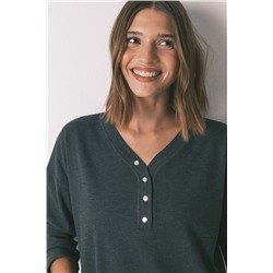 Camiseta manga larga waffle gris