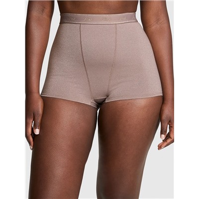Logo Cotton Shimmer High-Waist Boyshort Panty