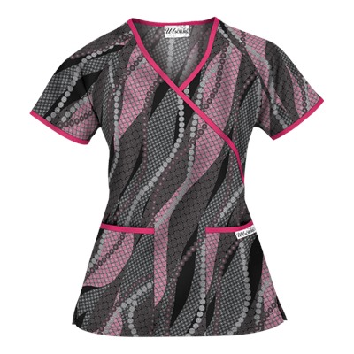 UA Floral Waterfall Black Print Scrub Top