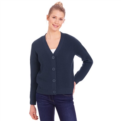Damen Strickjacke mit großen Knöpfen