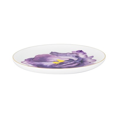 Тарелка десертная, 19 см, фарфор F, белая, с золотистым кантом, Ирис, Flowers, 59126