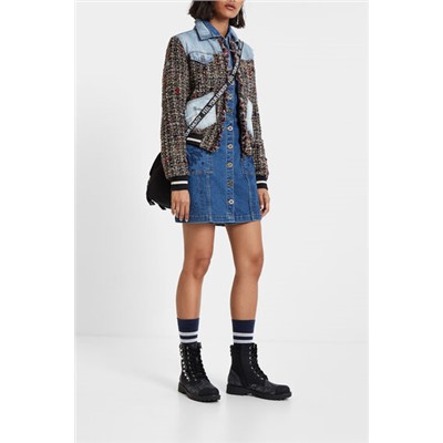 Cazadora bomber tweed y denim