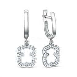 Колье из серебра с фианитами родированное - Мишка 241-10-155-2р