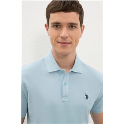 Erkek Açık İndigo Basic Polo Yaka Tişört